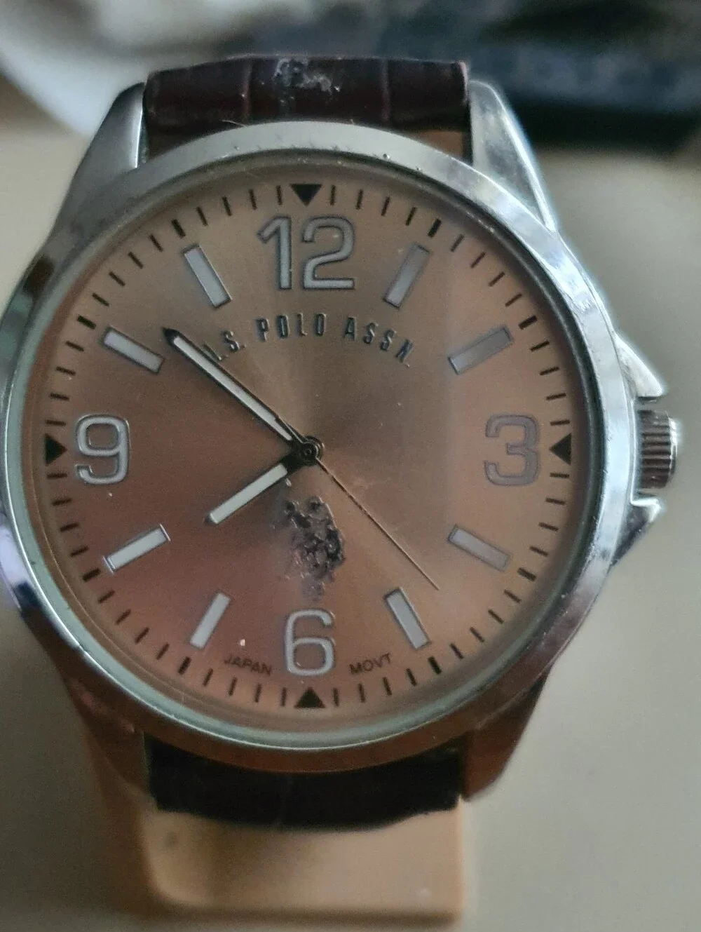 10/$20 US Polo Assn Silver/Goldtone Leather Men's Watch